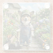 Corgi-Gärtner Glasuntersetzer (Rückseite)