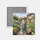 Corgi-Gärtner Magnet (Vorderseite/Rückseite)