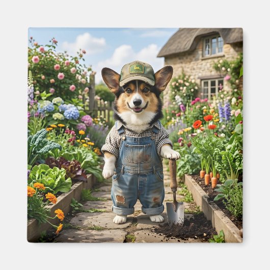 Corgi-Gärtner Magnet (Vorne)