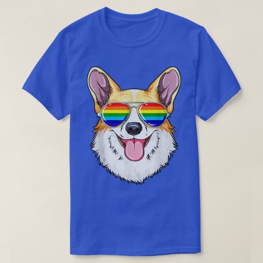 Corgi Gay Pride Flag LGBT Rainbow Sunglasses Corgi T-Shirt (Design vorne)
