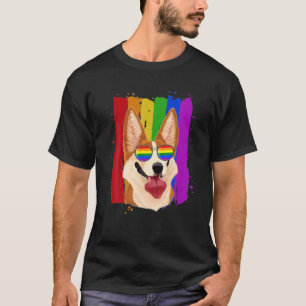Corgi Gay Pride LGBT Rainbow Flag Hunde Lover T-Shirt