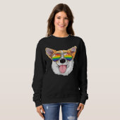 Corgi Gay Pride LGBT Rainbow Flag Sunglasses LGBTQ Sweatshirt (Vorne ganz)