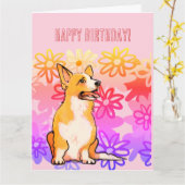 Corgi-Geburtstagskarte Karte (Gelbe Blume)