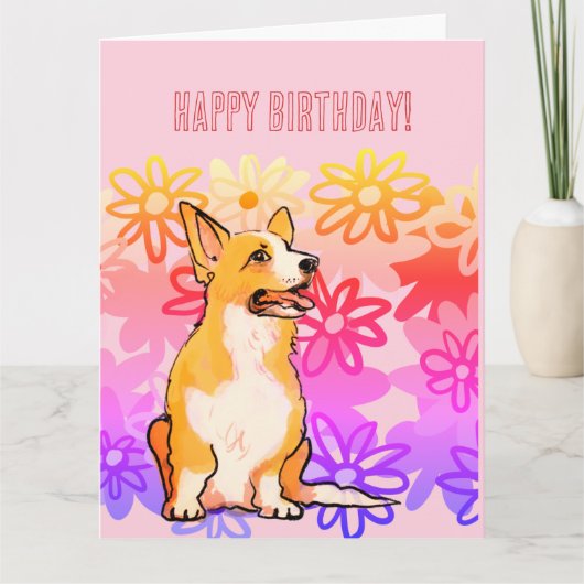 Corgi-Geburtstagskarte Karte (Vorderseite)