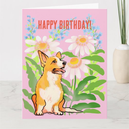 Corgi-Geburtstagskarte Karte (Vorderseite)