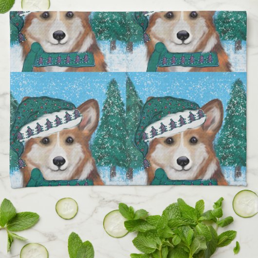 Corgi Geschirrtuch (Gefaltet)