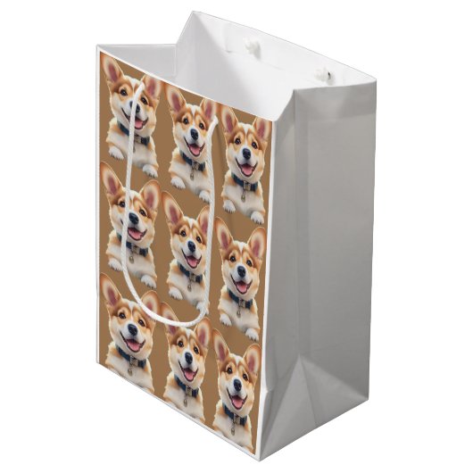 Corgi Gift Bag Mittlere Geschenktüte (Vorderseite Schrägansicht)