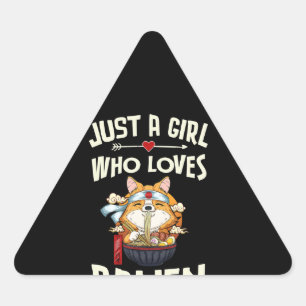 Corgi Gift Nur ein Mädchen, das Ramen Kawaii Lie Dreieckiger Aufkleber