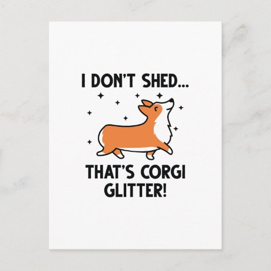 Corgi Glitzer Postkarte (Vorderseite)