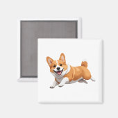 Corgi glücklich spielerischer Spaß springen in der Magnet (Vorderseite/Rückseite)