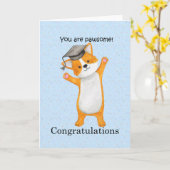 Corgi Glückwünsche Abschluss niedliche Hunde Glück Karte (Gelbe Blume)