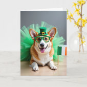 Corgi Grünes Muster Karte (Gelbe Blume)