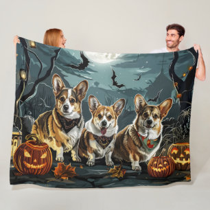 Corgi Halloween Gruselig Fleecedecke