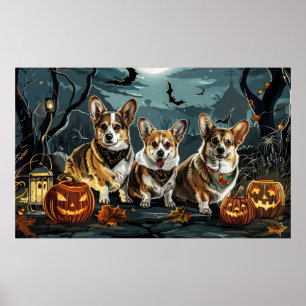 Corgi Halloween Gruselig Poster