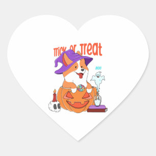 Corgi Halloween Herz-Aufkleber