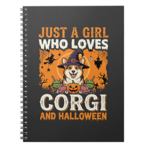 Corgi Halloween Hexen Mädchen Vintage Horror Notizblock