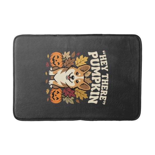 Corgi Halloween Hey There Kürbis Design Badematte (Vorderseite)