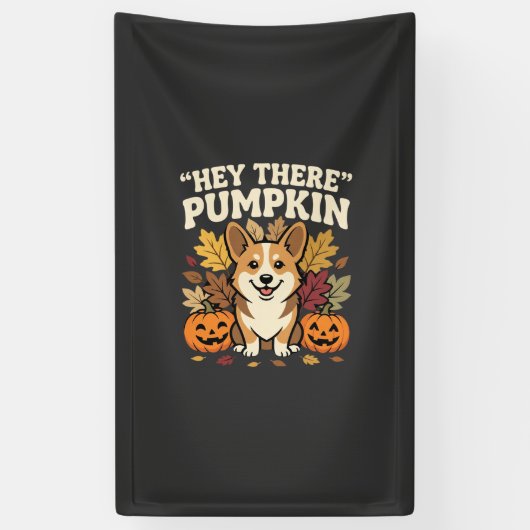 Corgi Halloween Hey There Kürbis Design Banner (Vertikal)