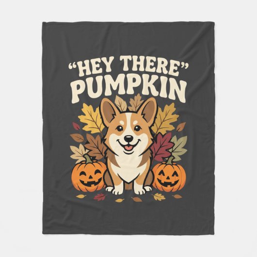 Corgi Halloween Hey There Kürbis Design Fleecedecke (Vorderseite)