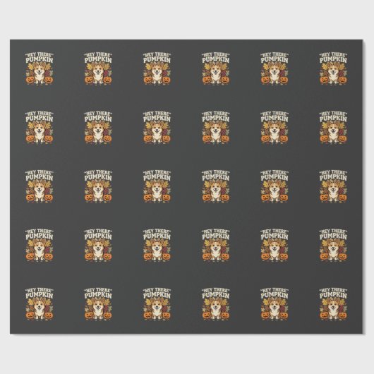 Corgi Halloween Hey There Kürbis-Design Geschenkpapier (Flach)