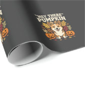 Corgi Halloween Hey There Kürbis-Design Geschenkpapier (Rolleneckpunkt)