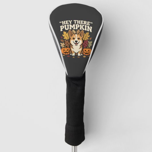 Corgi Halloween Hey There Kürbis-Design Golf Headcover (Vorderseite)