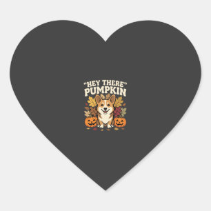 Corgi Halloween Hey There Kürbis Design Herz-Aufkleber