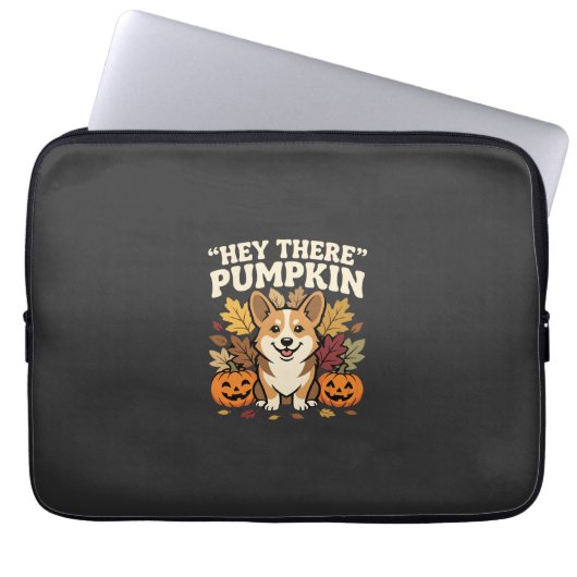 Corgi Halloween Hey There Kürbis Design Laptopschutzhülle (Vorderseite)