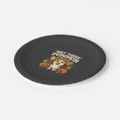 Corgi Halloween Hey There Kürbis-Design Pappteller (Schrägansicht)
