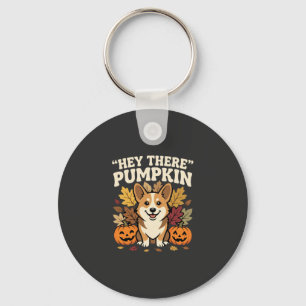 Corgi Halloween Hey There Kürbis Design Schlüsselanhänger