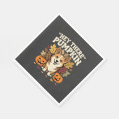 Corgi Halloween Hey There Kürbis Design Serviette (Ecke)