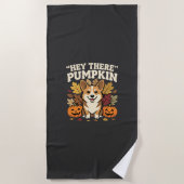 Corgi Halloween Hey There Kürbis-Design Strandtuch (Vorderseite)