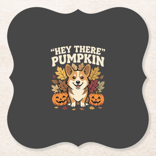 Corgi Halloween Hey There Kürbis Design Untersetzer (Vorderseite)
