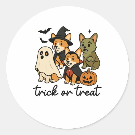 Corgi-Halloween-Kostüm Runder Aufkleber (Vorderseite)