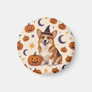 Corgi-Halloween-Kürbisfeld-Kühlschrankmagnet Magnet
