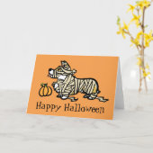 Corgi Halloween-Mummy Karte (Gelbe Blume)