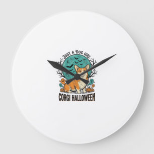 Corgi-Halloween-Shirt für Mädchen, die Hunde liebe Große Wanduhr
