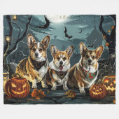 Corgi Halloween Spooky Fleecedecke (Vorderseite (Horizontal))
