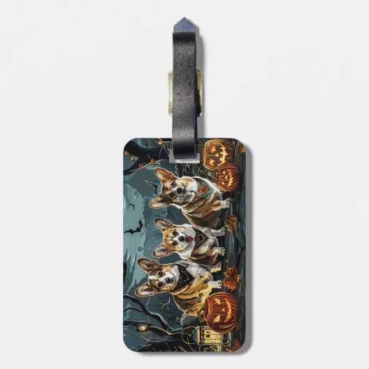 Corgi Halloween Spooky Gepäckanhänger (Rückseite vertikal)