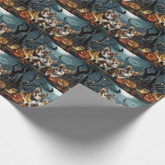 Corgi Halloween Spooky Geschenkpapier (Ecke)