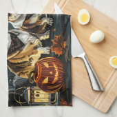 Corgi Halloween Spooky Geschirrtuch (Viertel Falte)