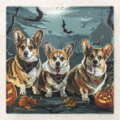 Corgi Halloween Spooky Glasuntersetzer (Vorderseite)