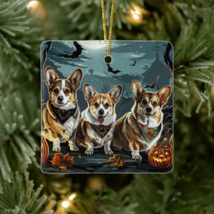 Corgi Halloween Spooky Keramikornament