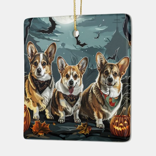 Corgi Halloween Spooky Keramikornament (Links)
