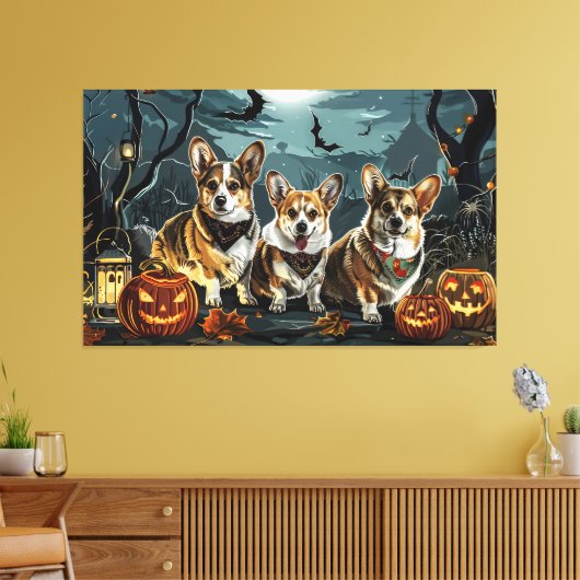 Corgi Halloween Spooky Leinwanddruck (Insitu (Wohnzimmer))