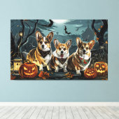 Corgi Halloween Spooky Leinwanddruck (Insitu (Holzboden))