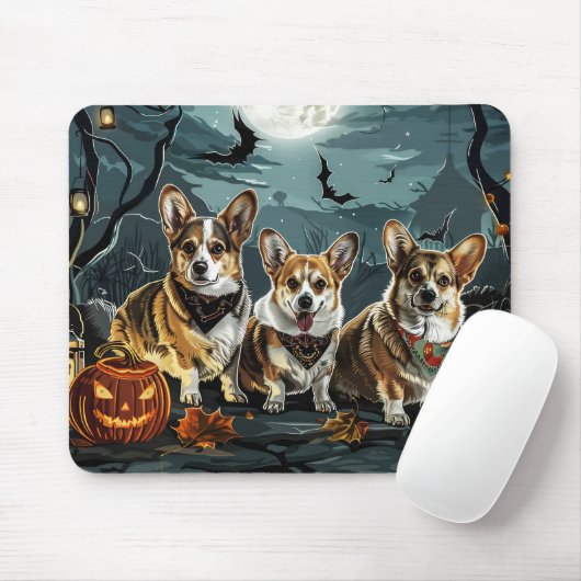 Corgi Halloween Spooky Mousepad (Mit Mouse)