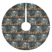 Corgi Halloween Spooky Polyester Weihnachtsbaumdecke (Vorderseite)