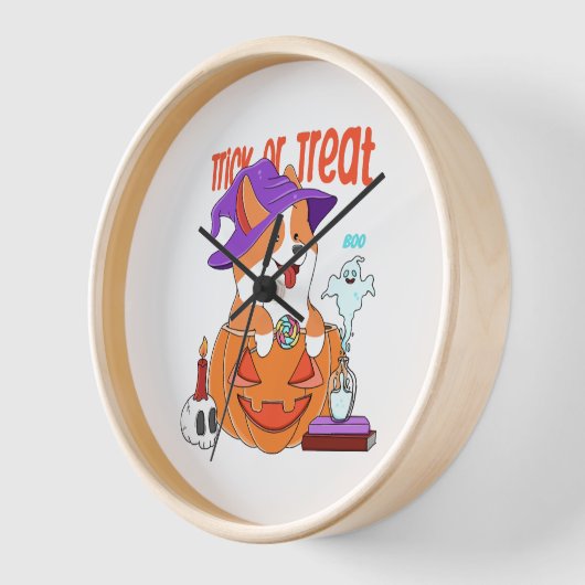 Corgi Halloween Uhr (Winkel)