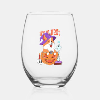 Corgi Halloween Weinglas Ohne Stiel